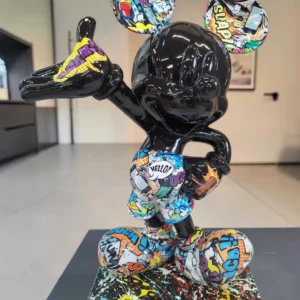 Designerska Rzeźba Kreskówkowa Myszka Pop Art – Błyszcząca Figura Kolekcjonerska