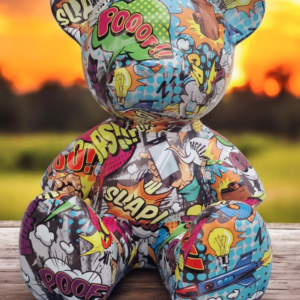 Artystyczna Rzeźba Miś Pop Art – Kolekcjonerska Figura Komiksowa